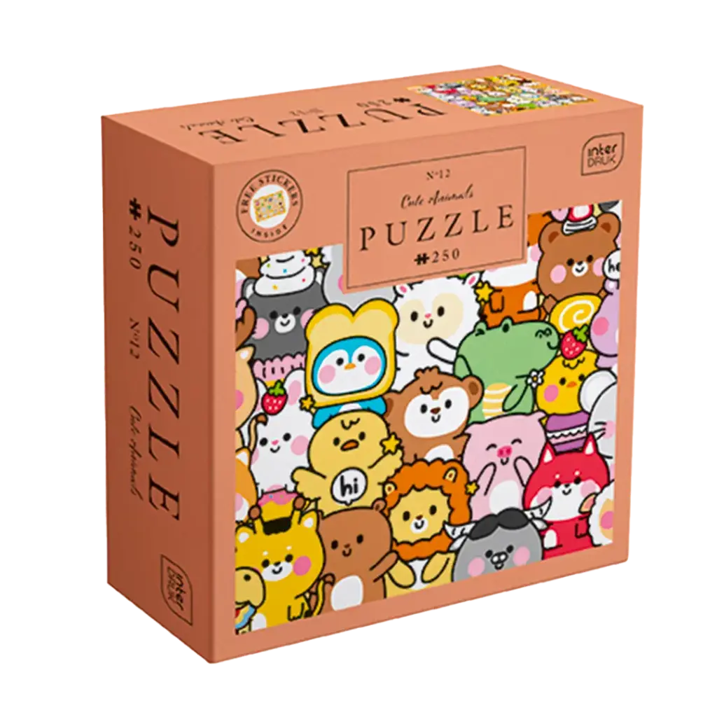 INTERDRUK - PUZZLE 250 - KIDS WITH STICKERS 12 CUTE ANIMALS