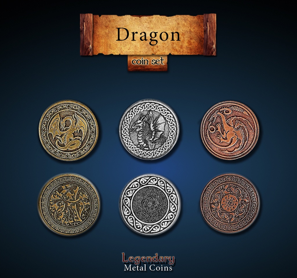 METAL COINS - Dragon set