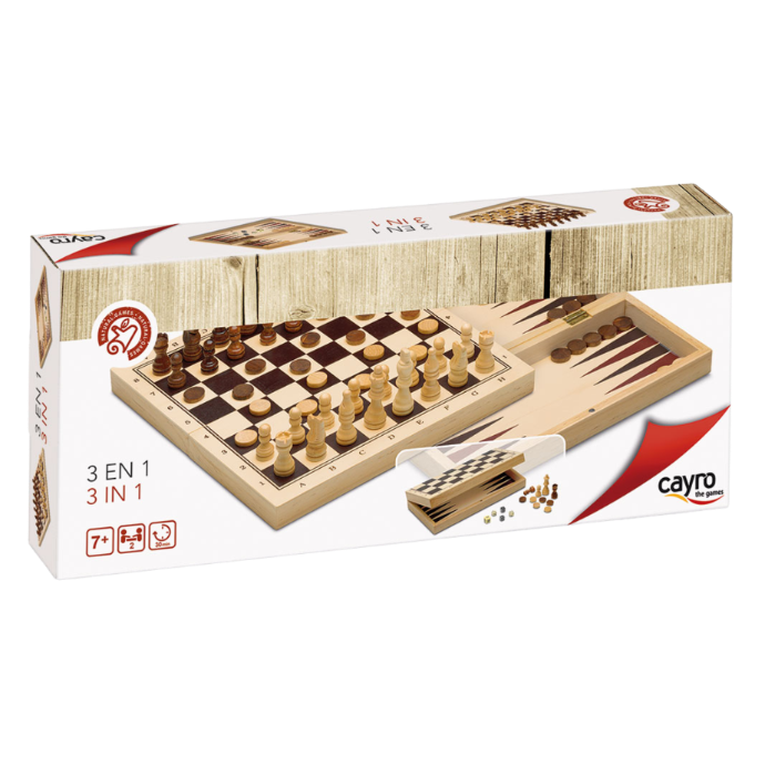 CAYRO SET 3 GAMES IN 1 (CHESS, DRAUGHTS & BACKGAMMON)