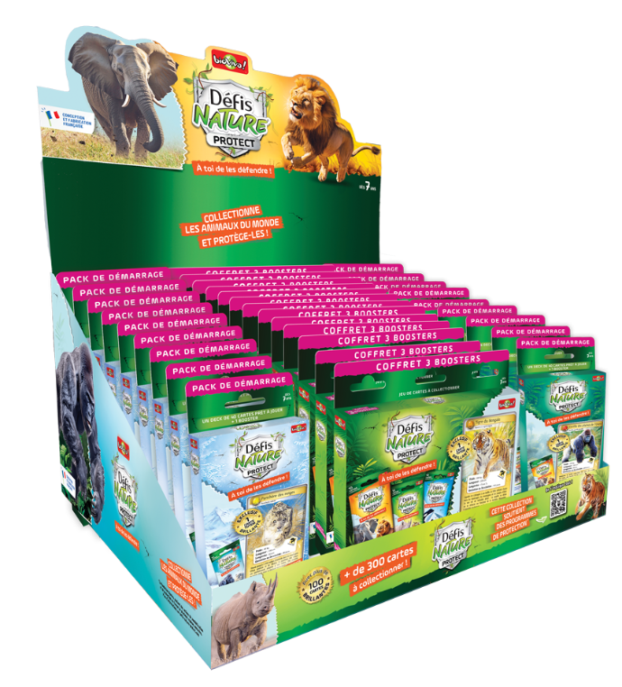 BIOVIVA - PETIT PRÉSENTOIR DE COMPTOIR PLEIN EN CARTON - DÉFIS NATURE PROTECT