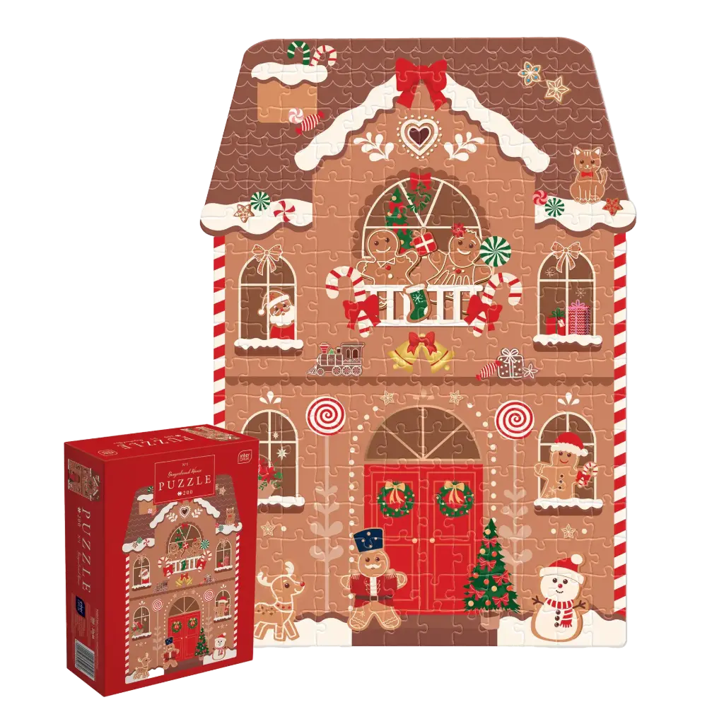 INTERDRUK - PUZZLE 200 - SHAPE CHRISTMAS GINGERBREAD HOUSE