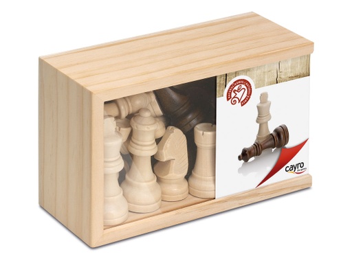 [02614] CAYRO WOODEN CHESS ACC. BIG WITH GLASS COVER