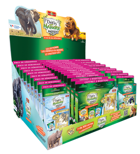 [03041] BIOVIVA - PETIT PRÉSENTOIR DE COMPTOIR PLEIN EN CARTON - DÉFIS NATURE PROTECT